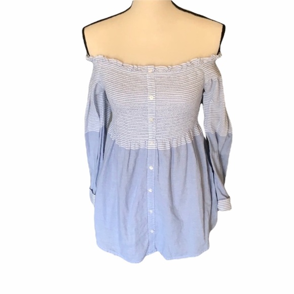 Primark Blue Off the Shoulder Fit & Flare Top size 4 - Picture 1 of 4